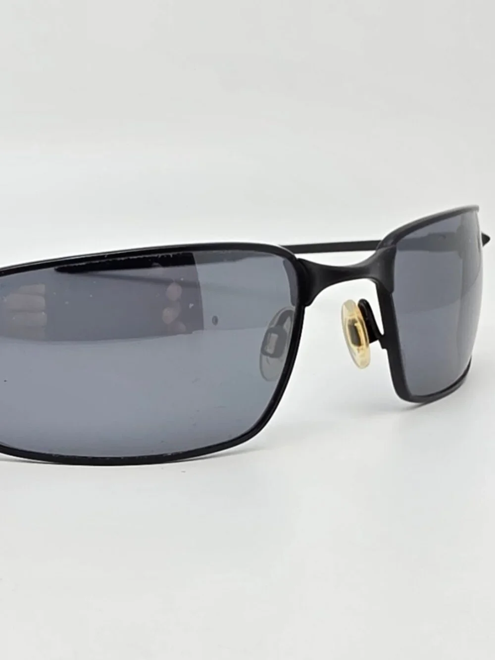 Oakley 12-877 New Square Wire I Black Frame Polarized Black Iridium Sunglasses